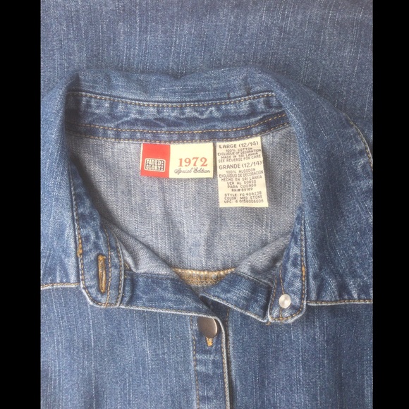 Jean Dress W/Black Trim Faded Glory Size 12-14 MIDI - Picture 4 of 6